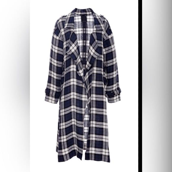 Marissa Webb Corey Plaid blue and white over coat size XS - Picture 1 of 12